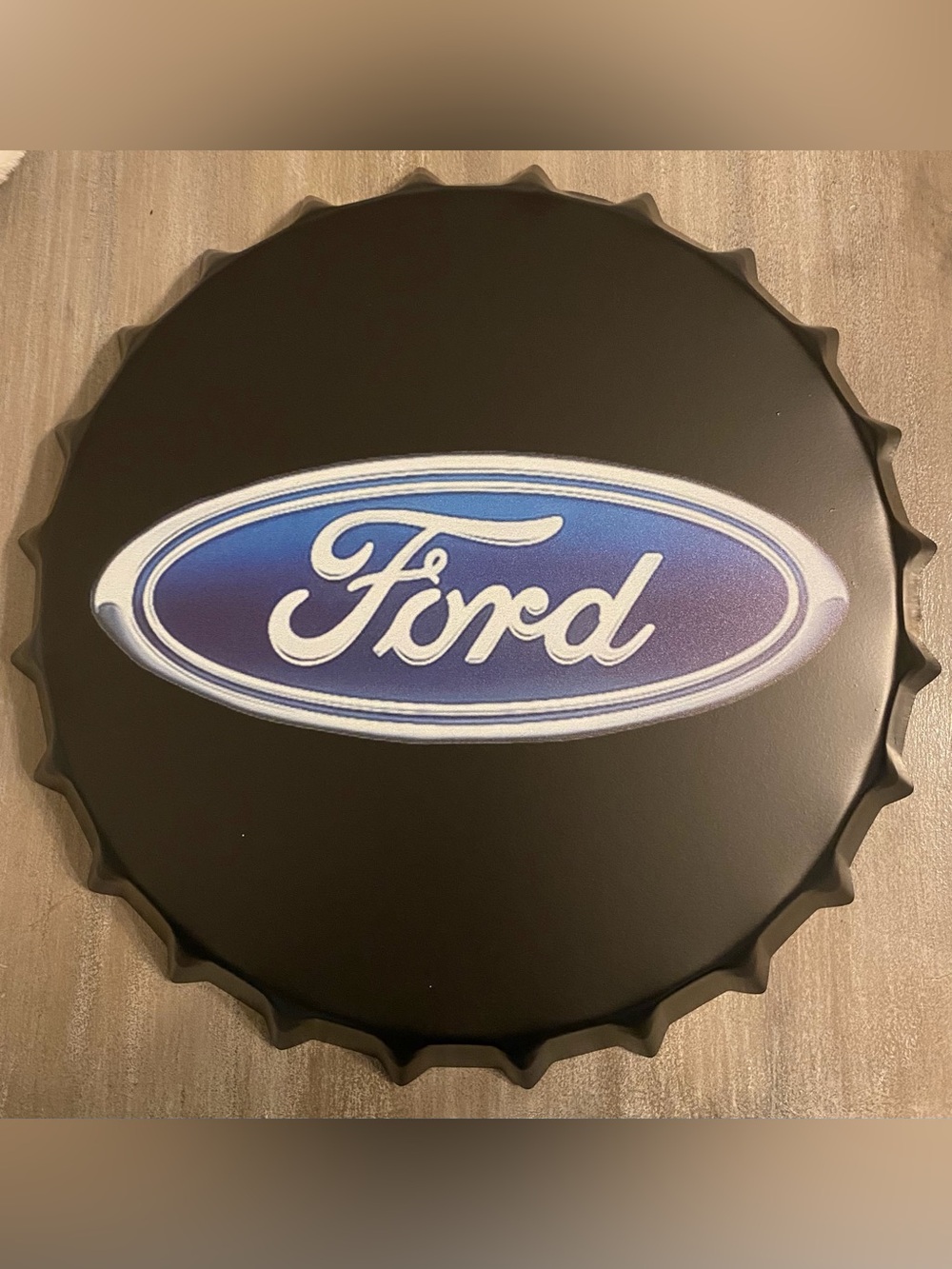 Ford Black Bottle Cap with Blue and White Logo